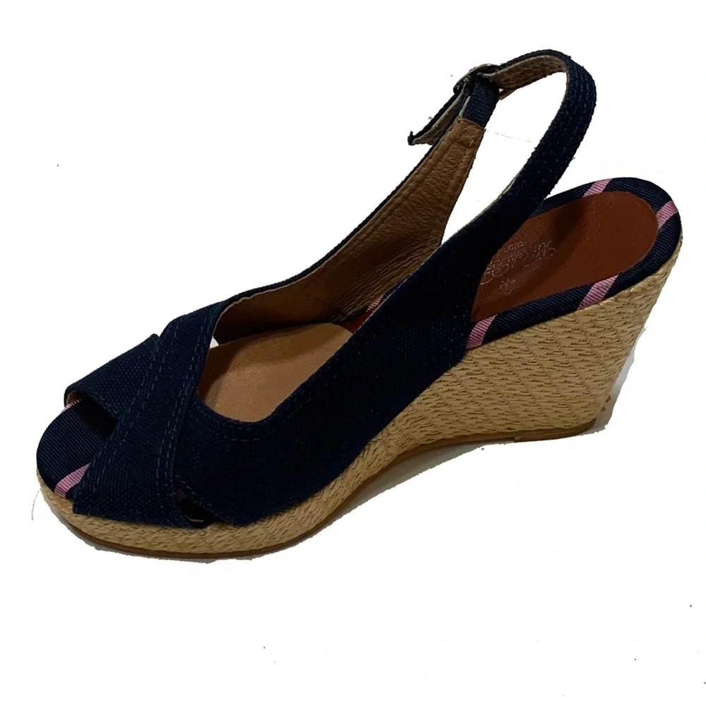 Brooks Brothers Navy Espadrille Wedge Sandals